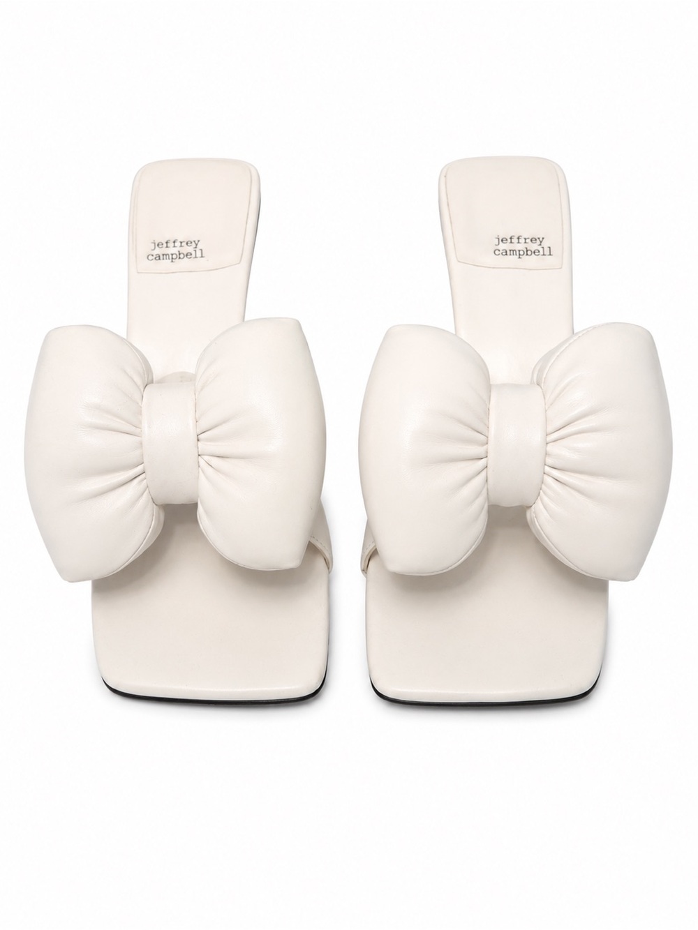 Jeffrey Campbell White Bow Square-Toe Slide Heels